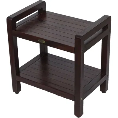 Hivvago Rectangular Teak Shower Bench With Handles In Brown Finish