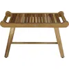 Hivvago Rectangular Teak Shower Bench With Handles In Natural Finish In Brown