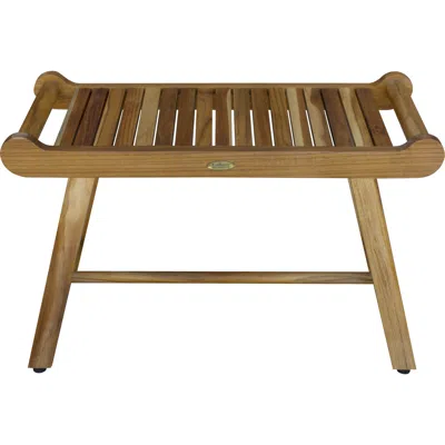 Hivvago Rectangular Teak Shower Bench With Handles In Natural Finish In Brown