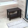 Hivvago Rectangular Teak Shower Bench With Shelf In Brown Finish In Black