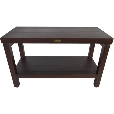 Hivvago Rectangular Teak Shower Stool Or Bench With Shelf In Brown Finish