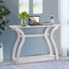 Hivvago Rectangular Top Wooden Frame Console Table With 2 Bottom Shelves, Off White
