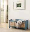 Hivvago Rectangular Wooden Bench With Storage Basket, Blue