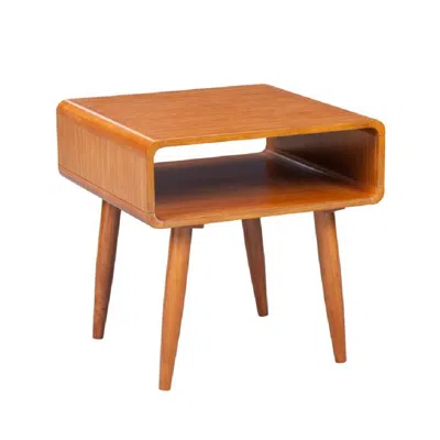 Hivvago Rectangular Wooden End Table With Open Shelf And Splayed Legs, Brown
