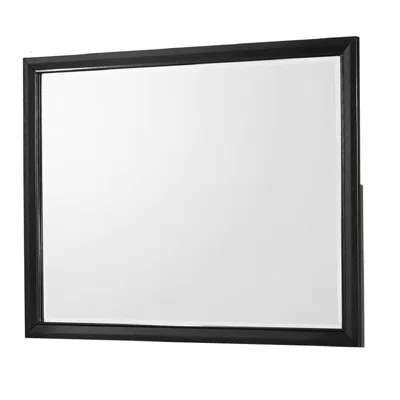Hivvago Rectangular Wooden Frame Dresser Top Mirror, Black And Silver