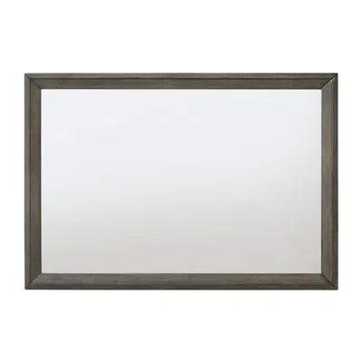 Hivvago Rectangular Wooden Frame Mirror With Mounting Hardware, Gray And Silver