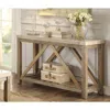 Hivvago Rectangular Wooden Sofa Table With Slated Bottom Shelf, Gold Brown In Brown