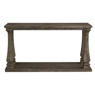 Hivvago Rectangular Wooden Sofa Table With Square Baluster Legs, Taupe Brown