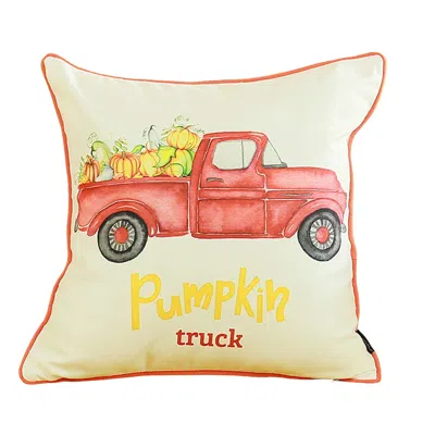 Hivvago Red And White Pumpkin Truck Throw Pillow In Multi