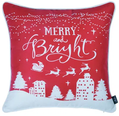 Hivvago Red Christmas Lights And Reindeer Throw Pillow