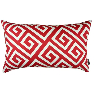 Hivvago Red Greek Key Pattern Lumbar Throw Pillow In Multi