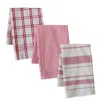 Hivvago Red Striped Tea Towel (set Of 3) In Pink