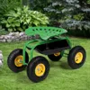 Hivvago Red/green Garden Cart Rolling Work Seat With Heavy Duty Tool Tray Gardening Planting-red