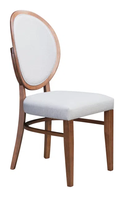 Hivvago Regents Dining Chair (set Of 2) Walnut & Light Gray In White