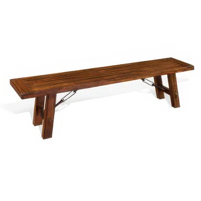 Hivvago Reggie Bench, 72 Inch Brown Mahogany Wood, Metal Turnbuckle Accents