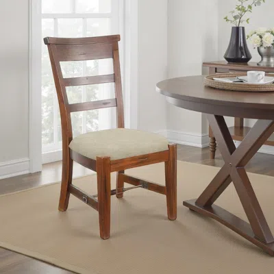 Hivvago Reggie Side Dining Chair Set Of 2, Ladderback, Beige, Brown Mahogany