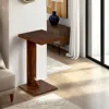 Hivvago Reggie Sofa Side C Table, 15x12.5 Inch Mocha Brown Mahogany Wood