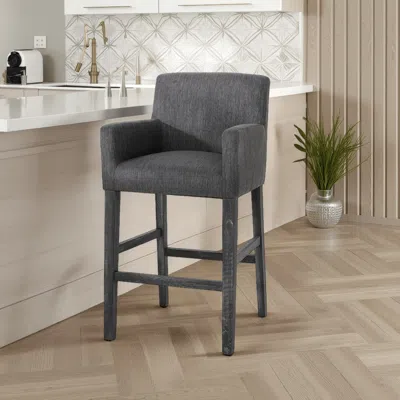 Hivvago Rekah Barstool Chair, Charcoal Fabric And Wood Frame, Soft Cushioning In Gray