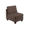 Hivvago Remy 32 Inch Modular Armless Sofa Chair, Soft Brown Chenille, Solid Wood In Brown