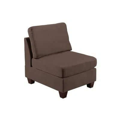 Hivvago Remy 32 Inch Modular Armless Sofa Chair, Soft Brown Chenille, Solid Wood