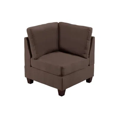 Hivvago Remy 32 Inch Modular Corner Sofa Chair, Soft Brown Chenille, Solid Wood