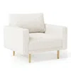 Hivvago Remy Accent Chair, Bench Seat W Track Arms, Plush Off White Boucle In White