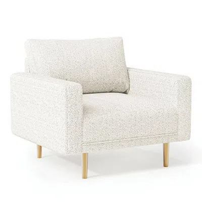 Hivvago Remy Accent Chair, Bench Seat W Track Arms, Plush Off White Boucle