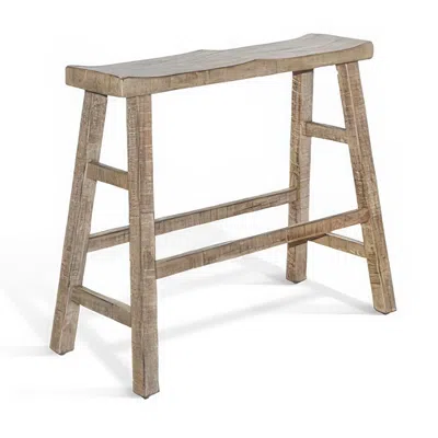 Hivvago Rena Bar Height Bench, 33 Inch Rustic Light Brown Mahogany Wood Frame