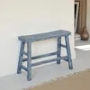 Hivvago Rena Bar Height Bench, 33 Inch Rustic Ocean Blue Mahogany Wood Frame