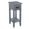 Hivvago Rena Chairside Table With Drawer And Shelf, 14 Inch Blue Mahogany Wood In Gray