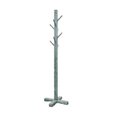 Hivvago Rena Coat, Hat Rack Stand, 8 Wood Stems, 72 Inch Rustic Green Mahogany