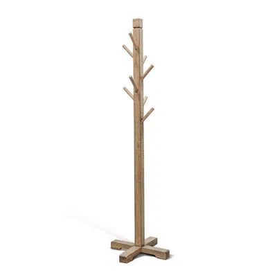 Hivvago Rena Coat, Hat Tree Stand, 8 Wood Stems, 72 Inch Light Brown Mahogany