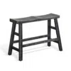 Hivvago Rena Counter Height Bench, 33 Inch Rustic Black Mahogany Wood Frame