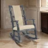 Hivvago Rena Rocking Chair, Cushion Seat And Back, Black Mahogany Mindy Wood In Gray