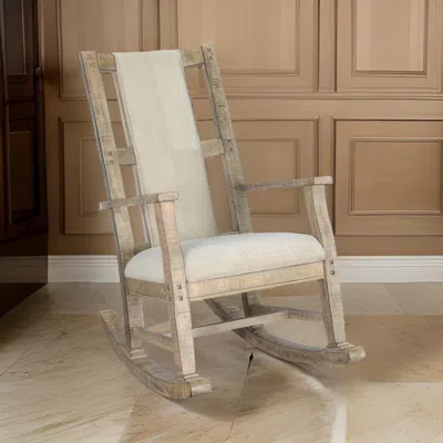 Hivvago Rena Rocking Chair, Cushion Seat And Back, Brown Mahogany Mindy Wood In Neutral