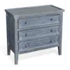 Hivvago Rena Side End Table With 3 Drawers, 28 Inch Rustic Blue Mahogany Wood In Blue