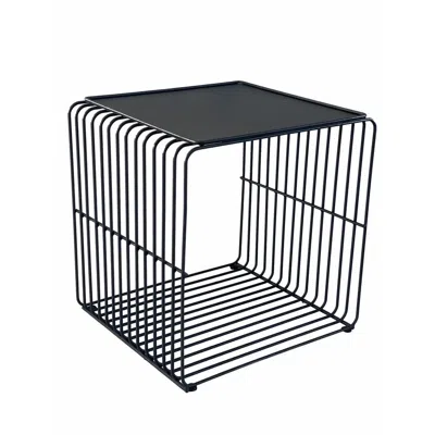 Hivvago Reo 16 Inch Side End Table, Waterfall Black Metal Wire Frame
