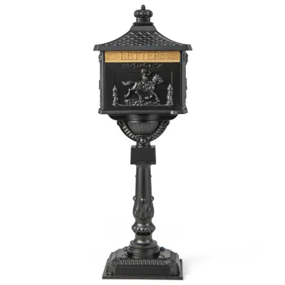Hivvago Retro Cast Aluminum Mailbox Security Postal Letter Box With Baffle Door In Black