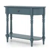 Hivvago Retro Console Table 36"l Wooden 2-tier Narrow Behind Couch Foyer Table In Blue