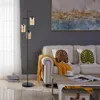 Hivvago Retro Floor Lamp With 3-head Hanging Amber Glass Shade