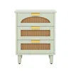 Hivvago Retro Mid-century Modern 3 Drawer Bedside Table Nightstand In Mint Green In Green