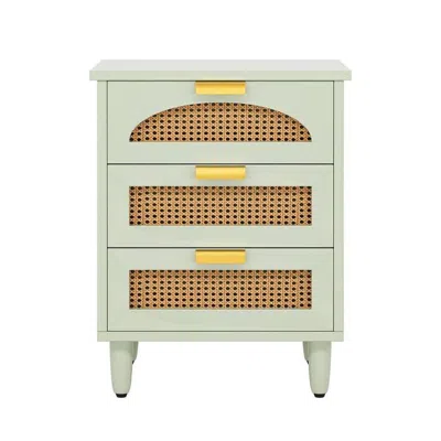 Hivvago Retro Mid-century Modern 3 Drawer Bedside Table Nightstand In Mint Green