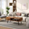 Hivvago Retro Rectangular Coffee Table With Drawer And Storage Shelf-rustic Brown