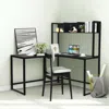 Hivvago Reversible L-shaped Corner Desk With Storage Bookshelf-black