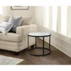 Hivvago Rex 23 Inch Round Marble Top Side Table With Tubular Metal Frame, White And Black In Black
