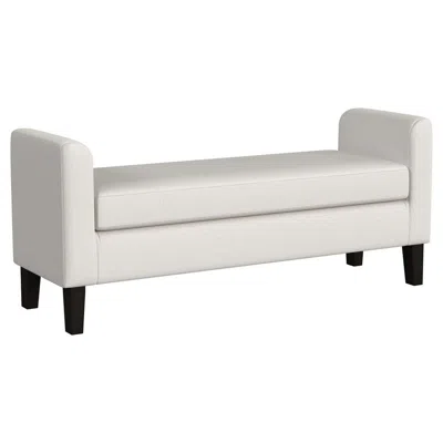 Hivvago Reyan Accent Bench, Ivory Fabric, Foam Cushions, Black Wood, 60 Inch