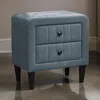 Hivvago Rheo Nightstand, 2 Drawer, 22 Inch Slate Gray Brushed Linen Upholstery In Blue