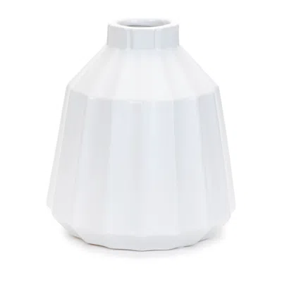 Hivvago Ribbed Ceramic Vase (set Of 2) In White