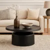 Hivvago Ricca Plant Stand Table, Black Metal, Round 29 Inch Top, Pedestal Base In Black