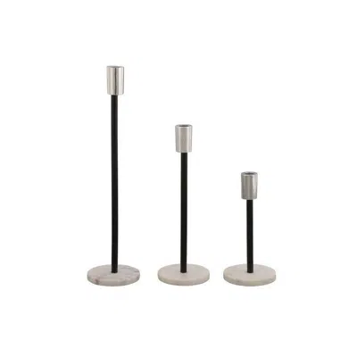 Hivvago Ricco Tabletop Accent Decoration Set Of 3, Black, Elegant Silver Metal
